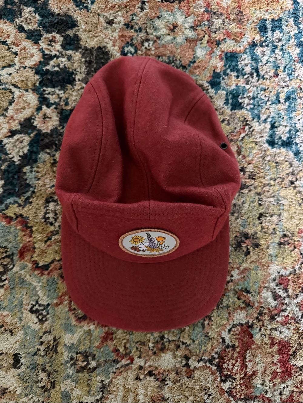 Rust Orange Floral Patch five-panel Cap